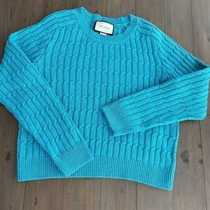Gucci Azure Cable Knit Silver Sparkle Sweater